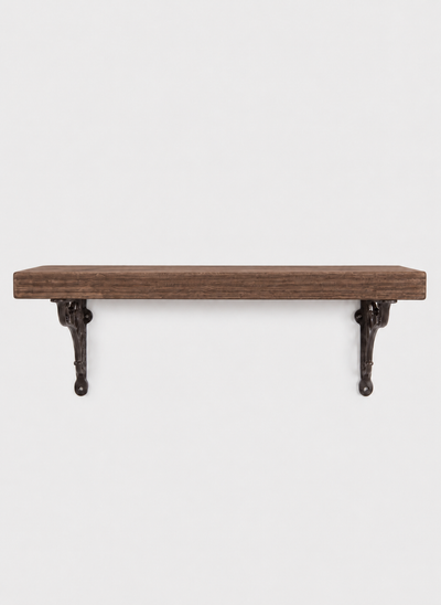 Warkworth Rustic Wooden Shelf with Metal Brackets - 22cm x 4.5cm - Bracketed Shelves