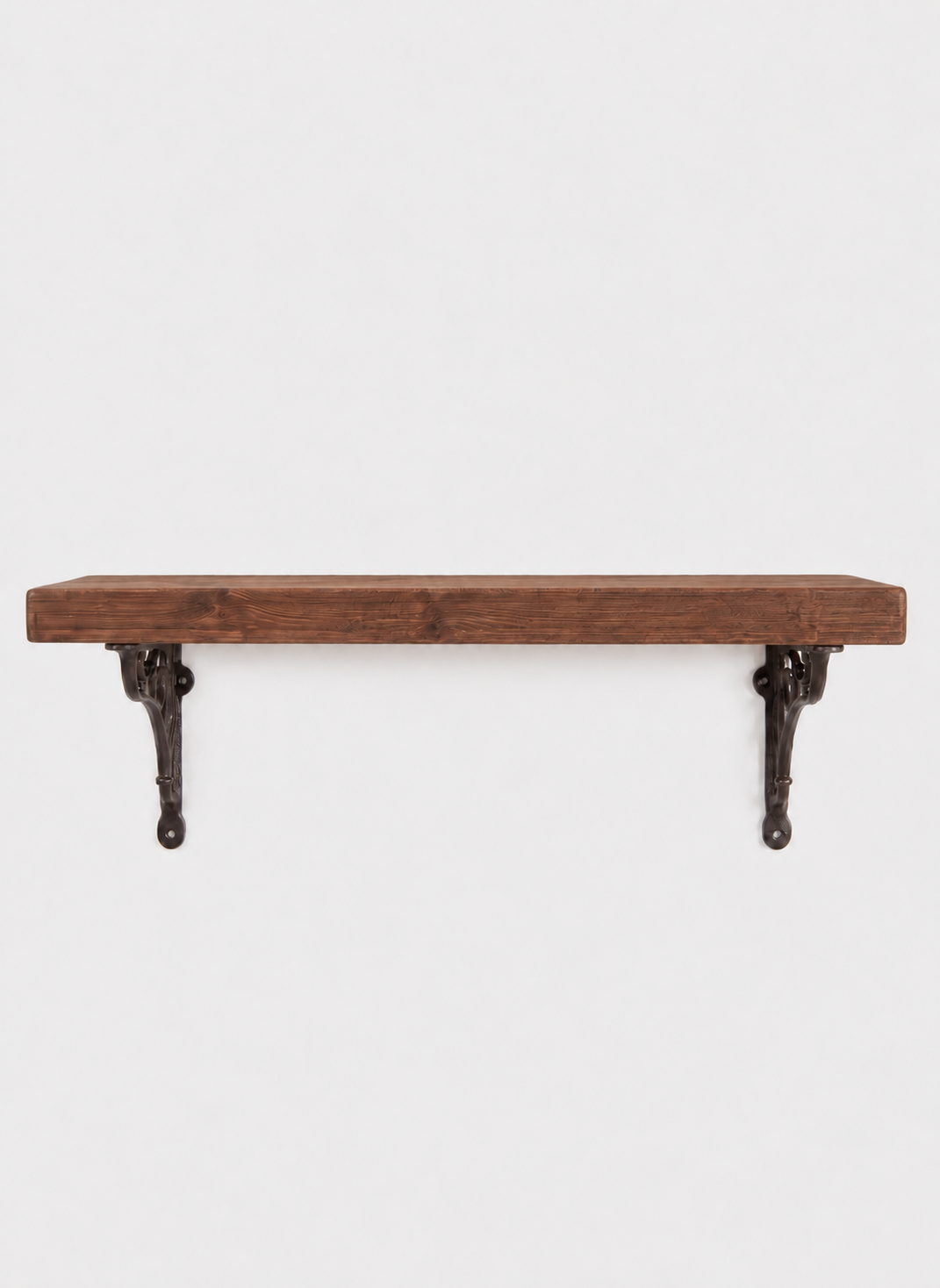 Warkworth Rustic Wooden Shelf with Metal Brackets - 22cm x 4.5cm - Bracketed Shelves