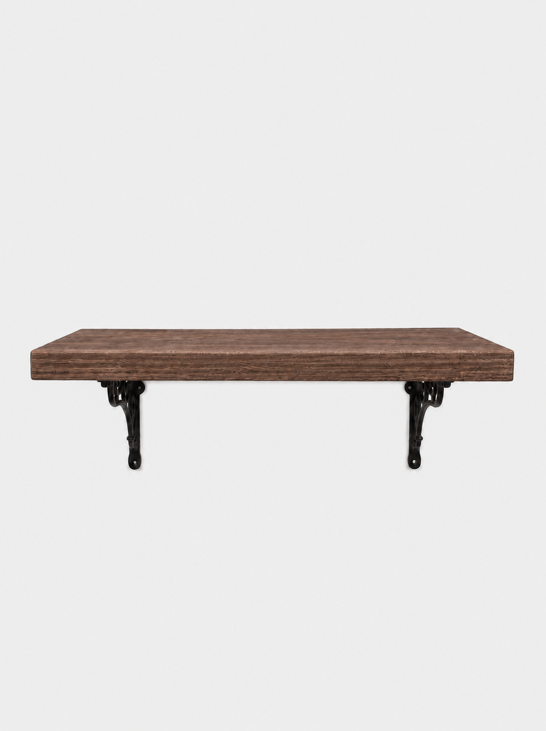 Warkworth Rustic Wooden Shelf with Metal Brackets - 29cm x 4.5cm - Bracketed Shelves