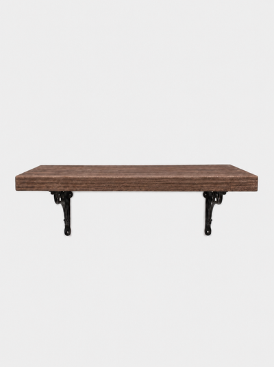 Warkworth Rustic Wooden Shelf with Metal Brackets - 29cm x 4.5cm - Bracketed Shelves