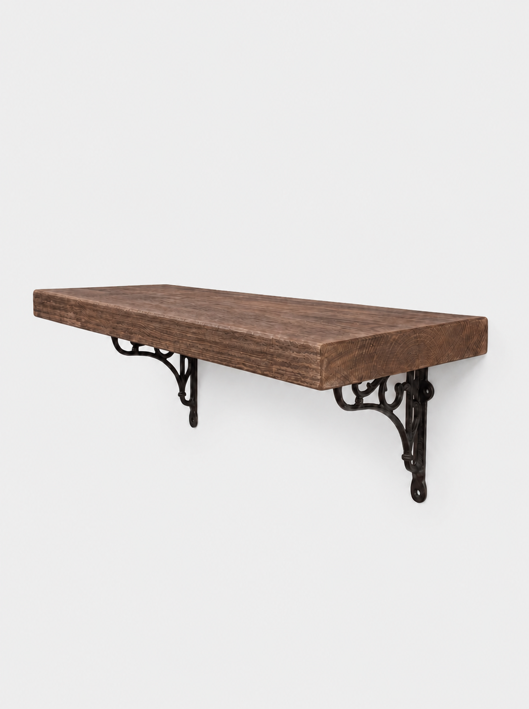 Warkworth Rustic Wooden Shelf with Metal Brackets - 29cm x 4.5cm - Bracketed Shelves