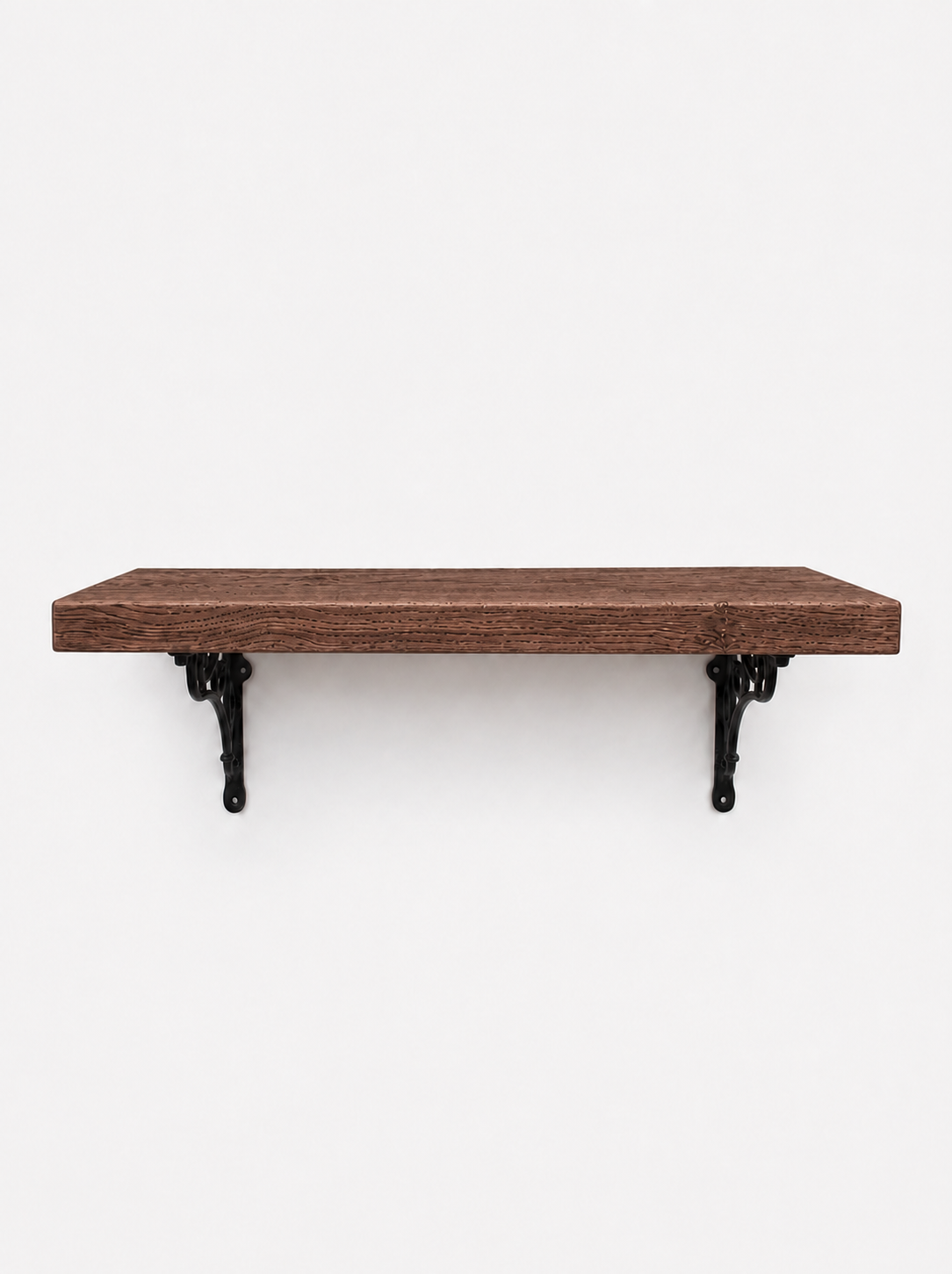 Warkworth Rustic Wooden Shelf with Metal Brackets - 29cm x 4.5cm - Bracketed Shelves