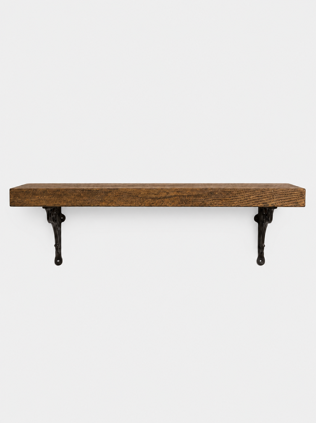 Warkworth Solid Shelf with Metal Brackets - 8x2 Oak Shelf (19x4cm) - Bracketed Shelves
