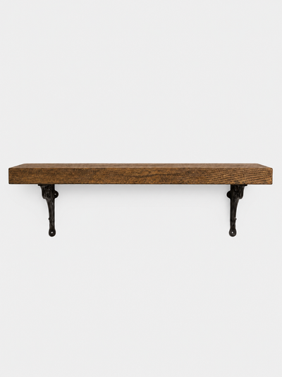 Warkworth Solid Shelf with Metal Brackets - 8x2 Oak Shelf (19x4cm) - Bracketed Shelves