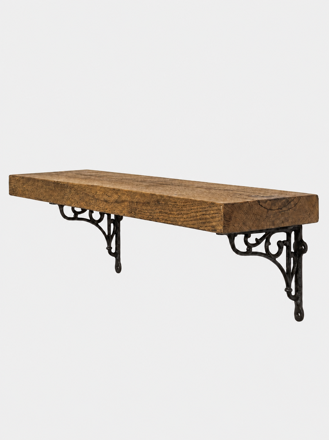 Warkworth Solid Shelf with Metal Brackets - 8x2 Oak Shelf (19x4cm) - Bracketed Shelves