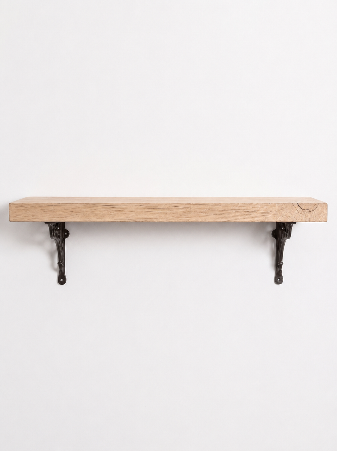 Warkworth Solid Shelf with Metal Brackets - 8x2 Oak Shelf (19x4cm) - Bracketed Shelves