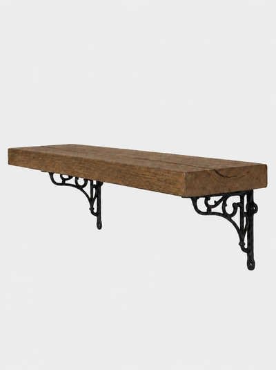 Warkworth Solid Shelf with Metal Brackets - 8x2 Oak Shelf (19x4cm) - Bracketed Shelves