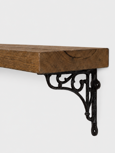 Warkworth Solid Shelf with Metal Brackets - 8x2 Oak Shelf (19x4cm) - Bracketed Shelves