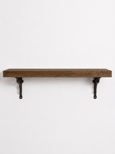 Warkworth Solid Shelf with Metal Brackets - 8x2 Oak Shelf (19x4cm) - Bracketed Shelves