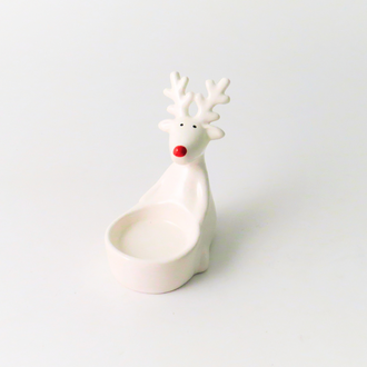 White Ceramic Reindeer Tea Light Holder
