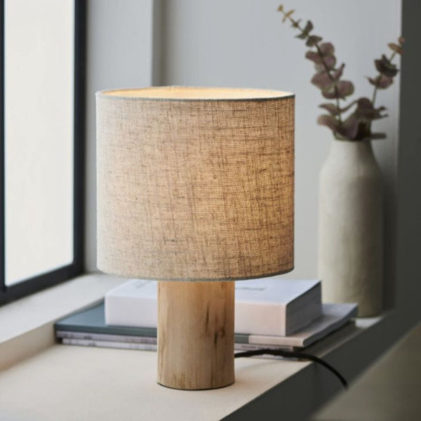 Wooden Table Lamp With Linen Shade