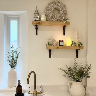 Birtley Iron Solid Wood Shelf & Brackets - 6x2 Smooth Shelf (14.5cmx4.5cm) - 