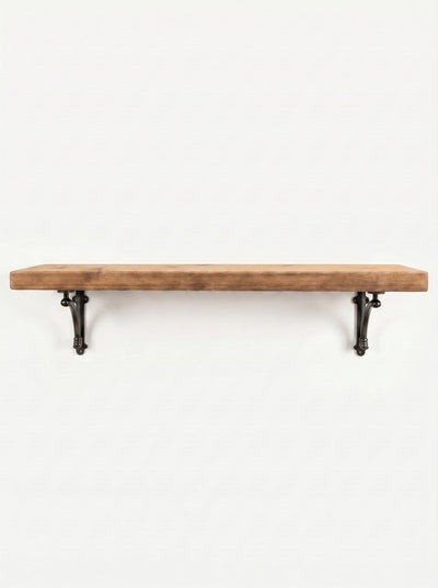 Causey Rustic Wooden Shelf with Brackets - 22cm x 4.5cm