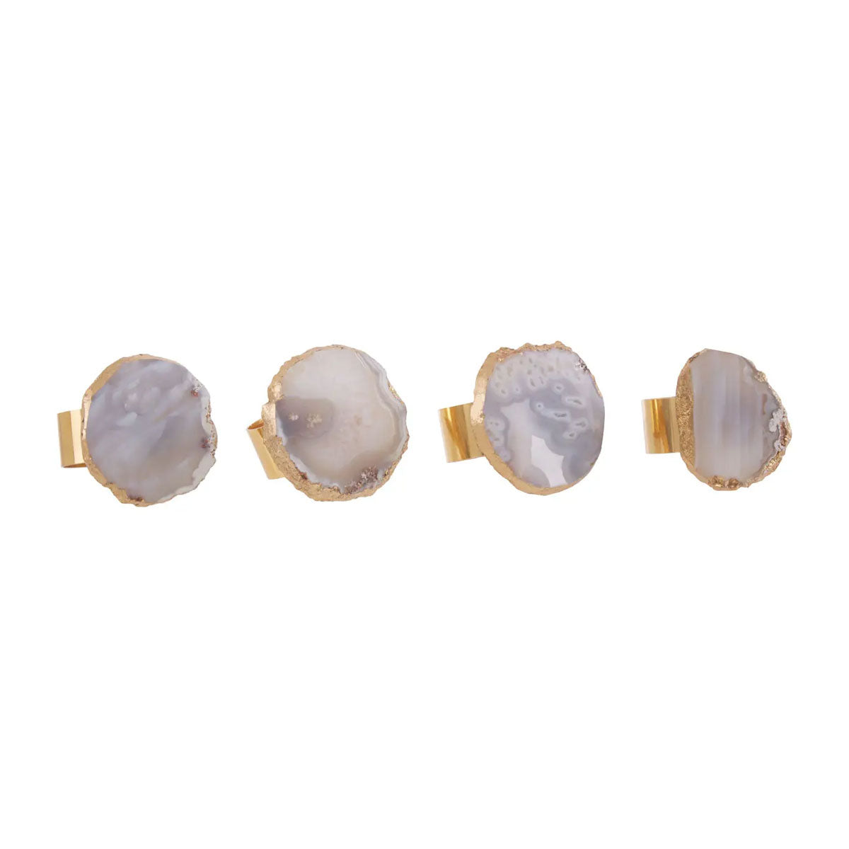 Agate Gold Napkin Rings - Set Of 4 - Tableware & Entertaining