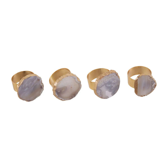 Agate Gold Napkin Rings - Set Of 4 - Tableware & Entertaining