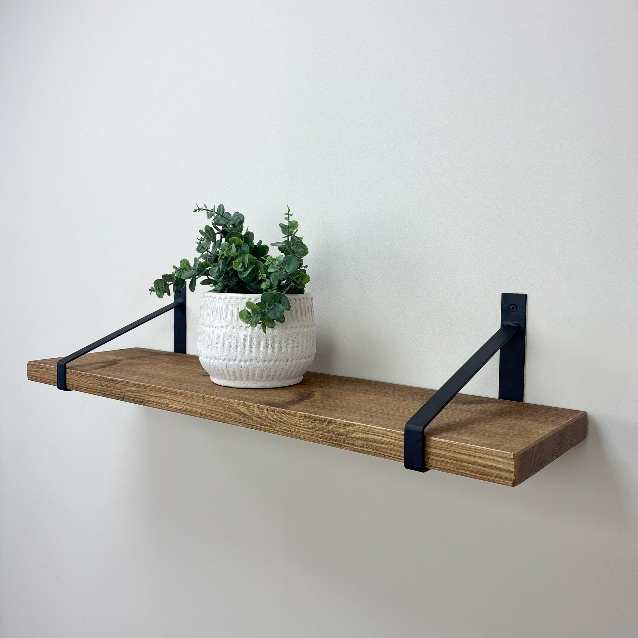 Armstrong Rustic Wooden Shelf with Brackets - 22cm x 3.5cm - 