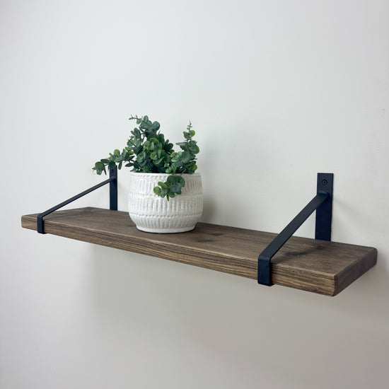 Armstrong Rustic Wooden Shelf with Brackets - 22cm x 3.5cm - 