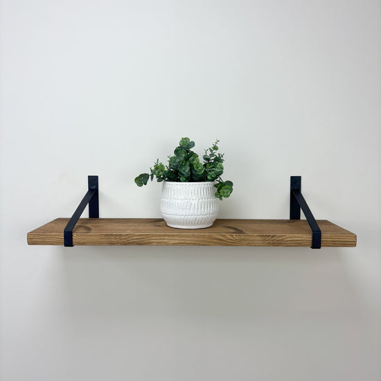 Armstrong Rustic Wooden Shelf with Brackets - 22cm x 3.5cm - 