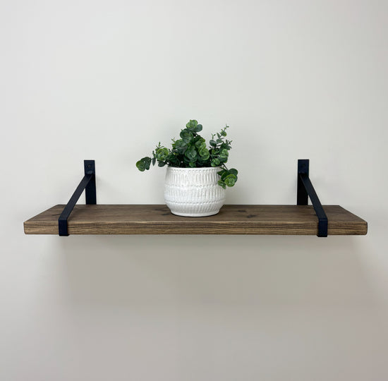Armstrong Rustic Wooden Shelf with Brackets - 22cm x 3.5cm - 