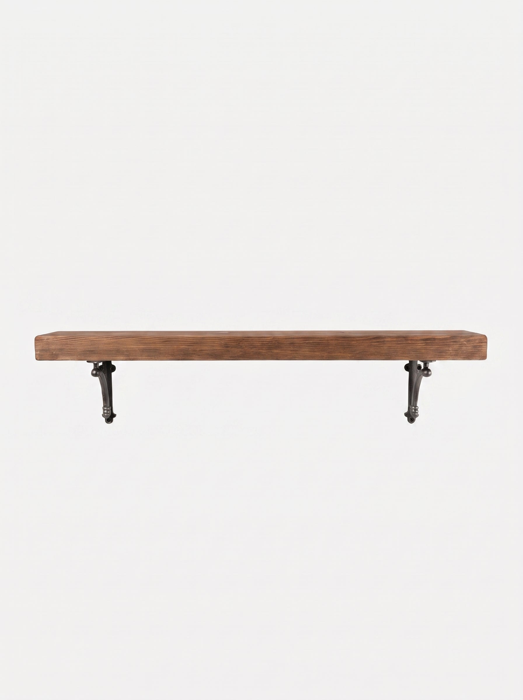 Causey Rustic Wooden Shelf with Brackets - 14.5cm x 4.5cm - Bracketed Shelves