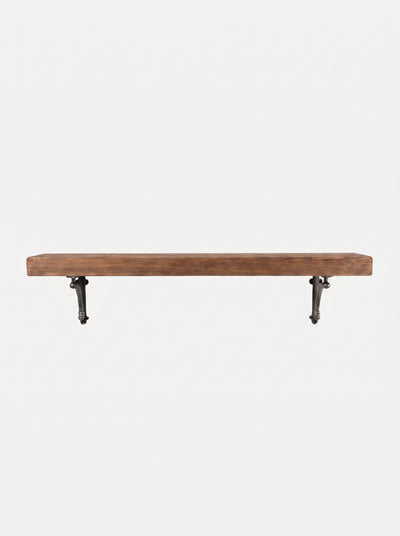 Causey Rustic Wooden Shelf with Brackets - 14.5cm x 4.5cm - Bracketed Shelves