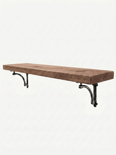 Causey Rustic Wooden Shelf with Brackets - 22cm x 4.5cm