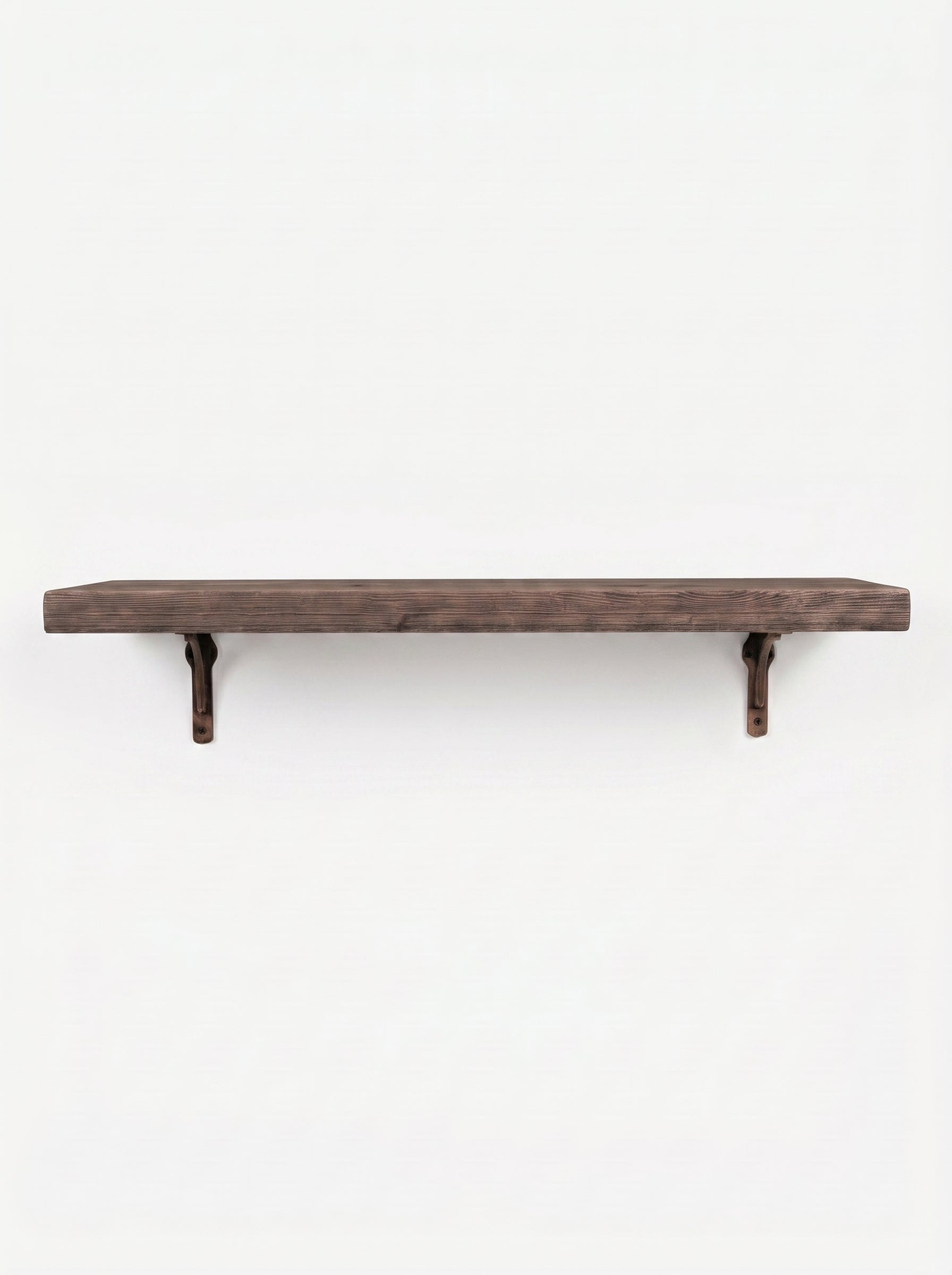 Birtley Copper Rustic Wooden Shelf with Brackets - 22cm x 4.5cm - Bracketed Shelves