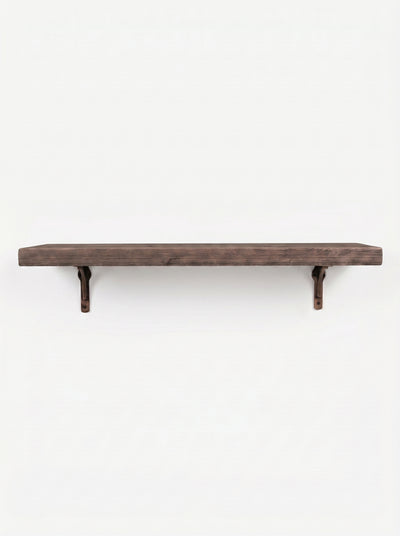 Birtley Copper Rustic Wooden Shelf with Brackets - 22cm x 4.5cm - Bracketed Shelves