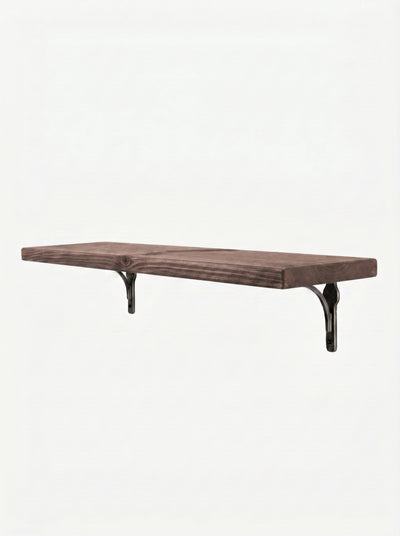 Birtley Iron Rustic Wooden Shelf with Brackets - 22cm x 3.5cm