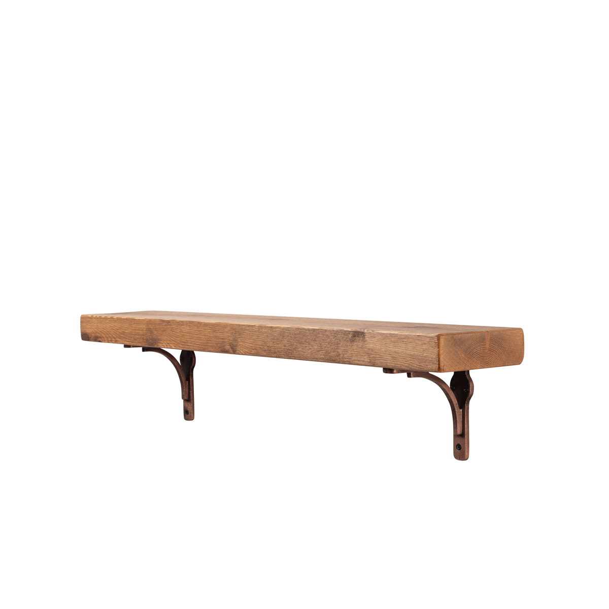 Birtley Copper Rustic Wooden Shelf with Brackets - 14.5cm x 4.5cm