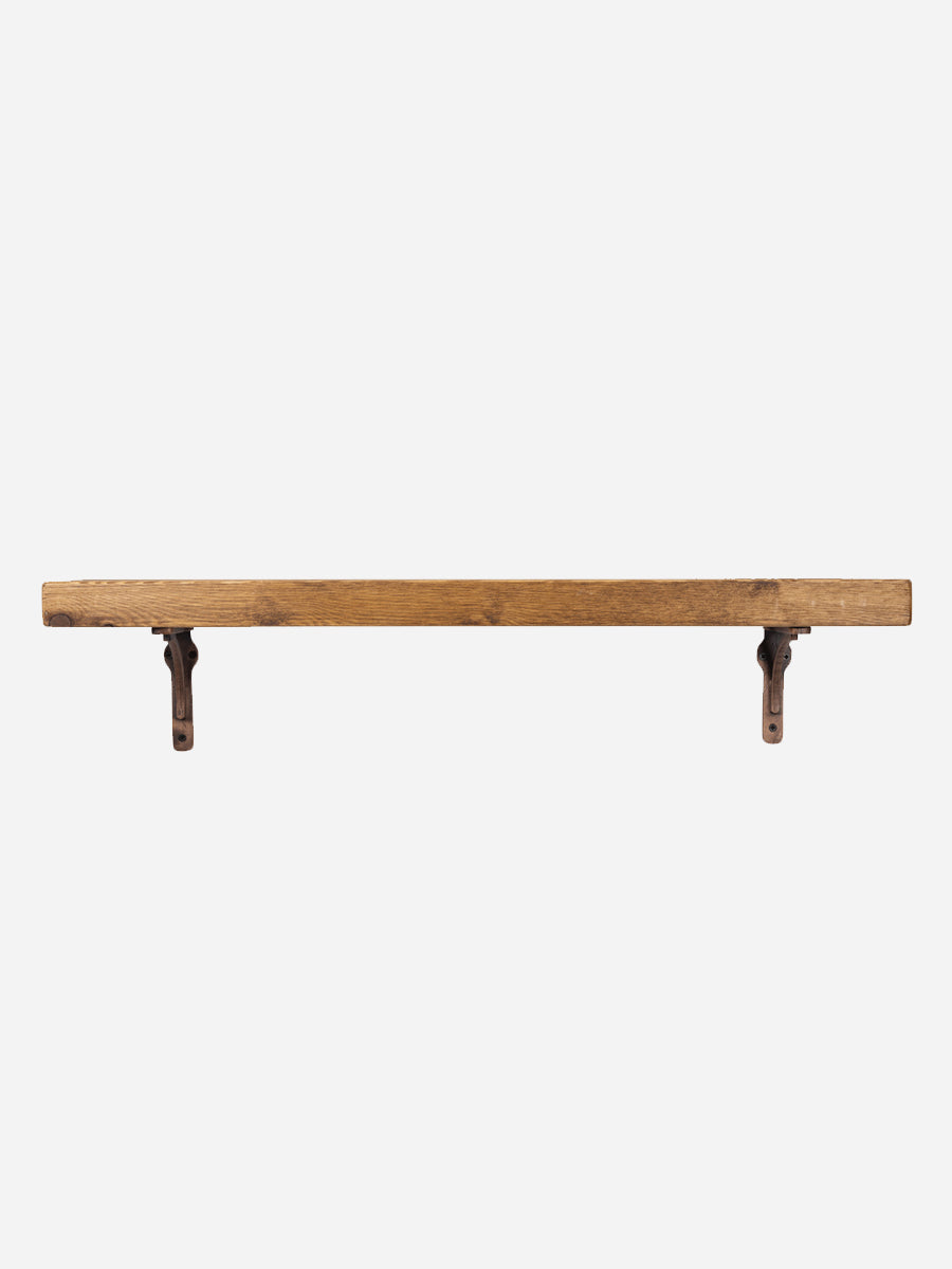 Birtley Copper Rustic Wooden Shelf with Brackets - 14.5cm x 4.5cm