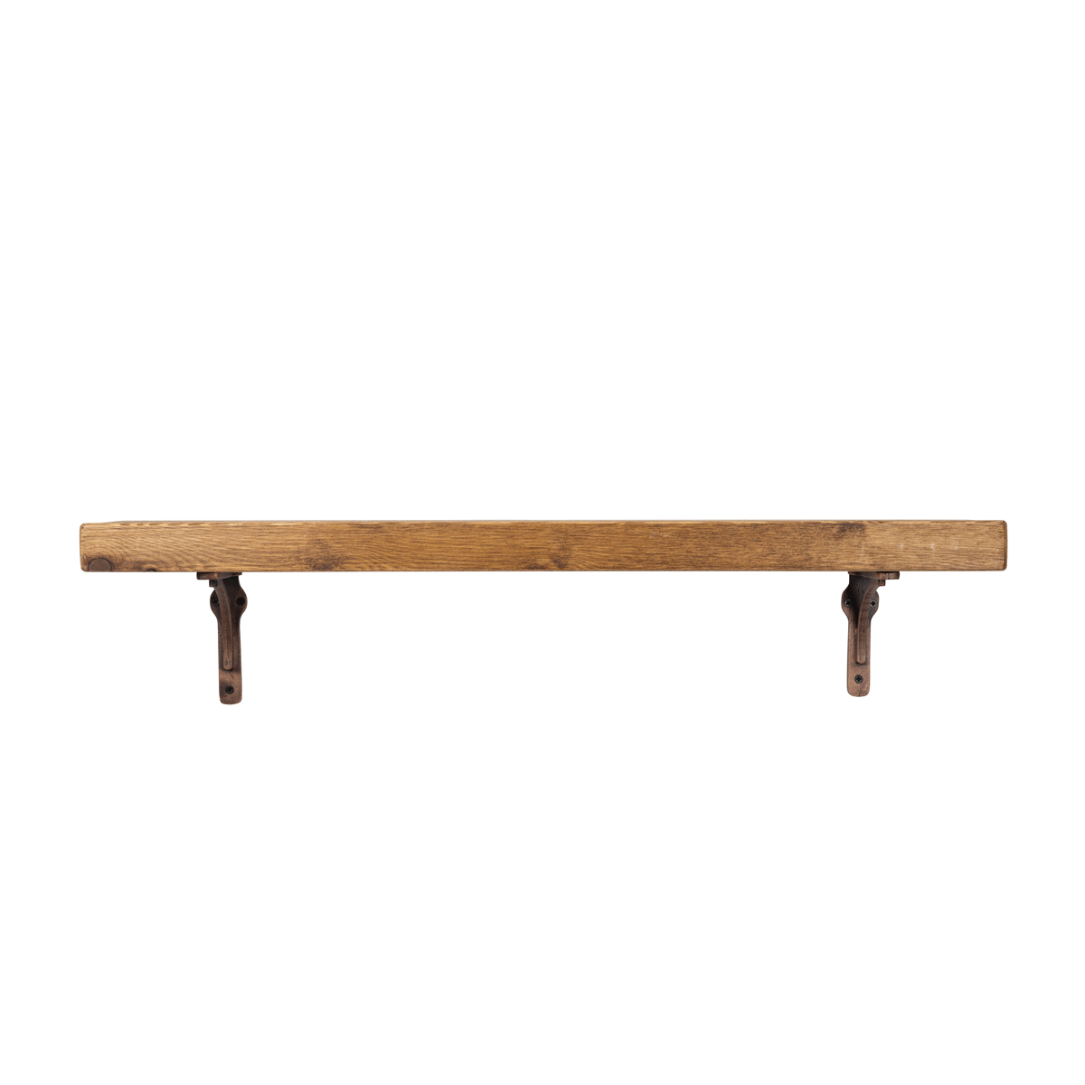 Birtley Copper Rustic Wooden Shelf with Brackets - 14.5cm x 4.5cm