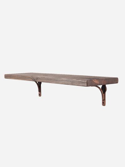 Birtley Copper Rustic Wooden Shelf with Brackets - 22cm x 3.5cm - Bracketed Shelves