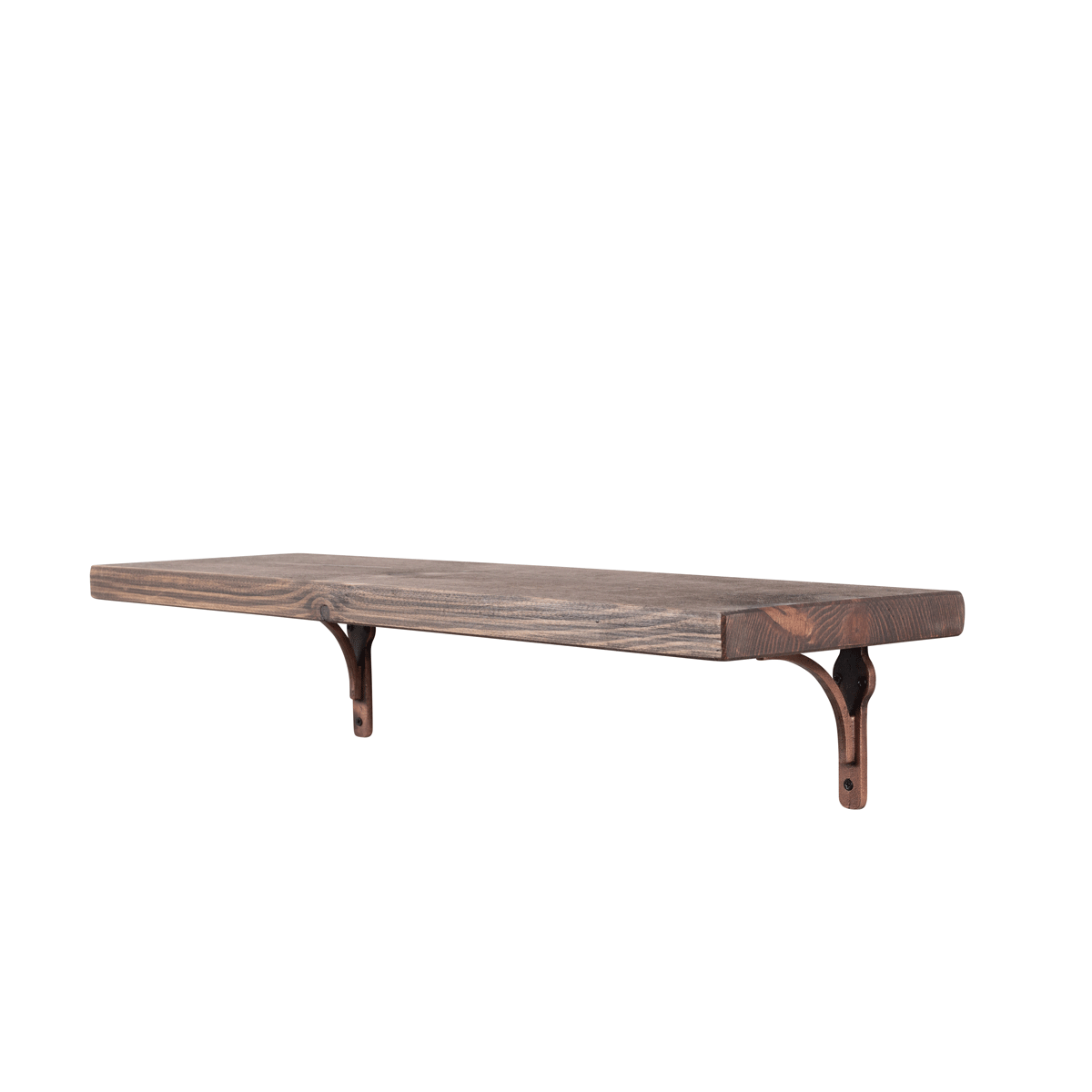 Birtley Copper Rustic Wooden Shelf with Brackets - 22cm x 3.5cm - Bracketed Shelves