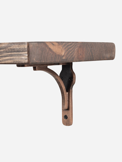Birtley Copper Rustic Wooden Shelf with Brackets - 22cm x 3.5cm - Bracketed Shelves