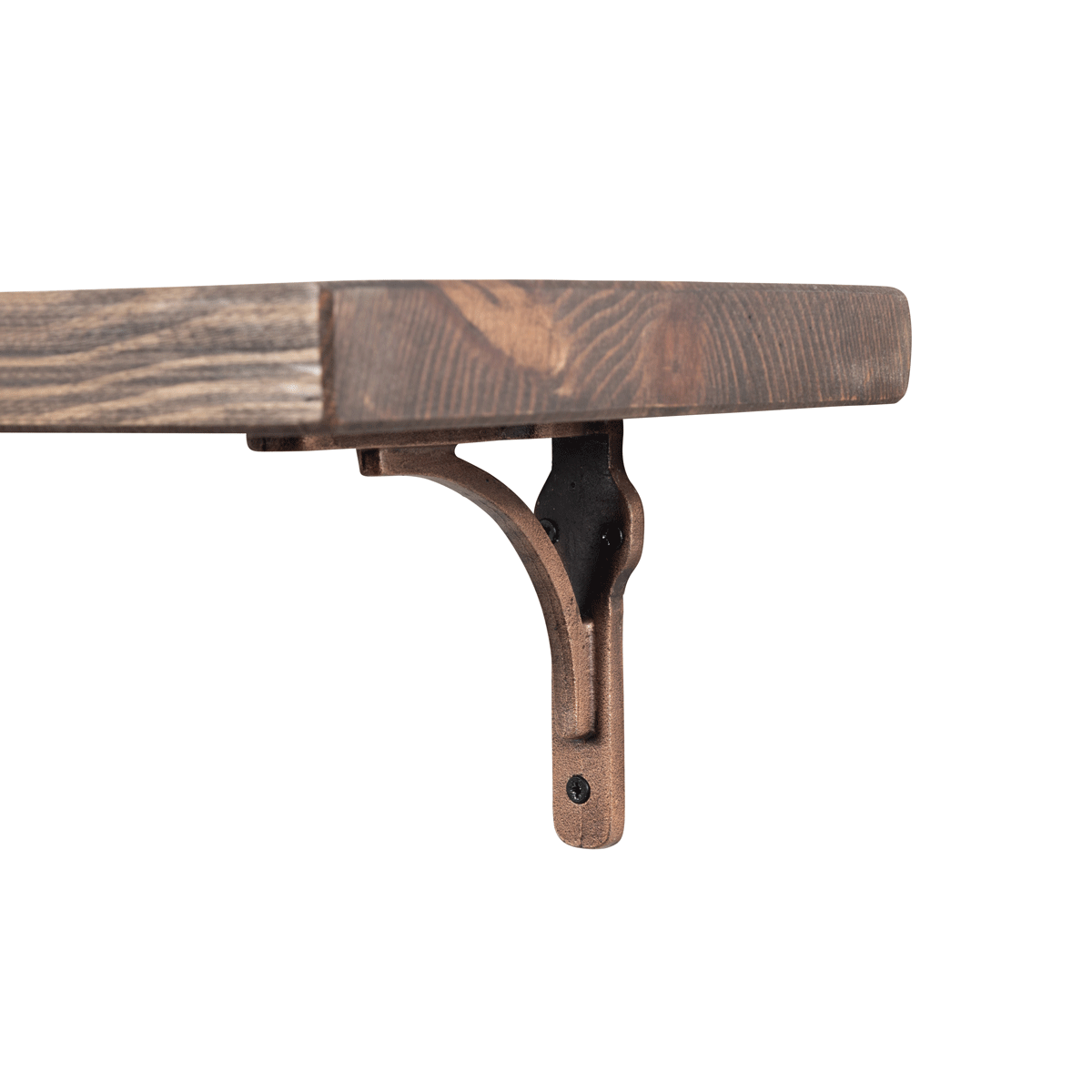 Birtley Copper Rustic Wooden Shelf with Brackets - 22cm x 3.5cm - Bracketed Shelves
