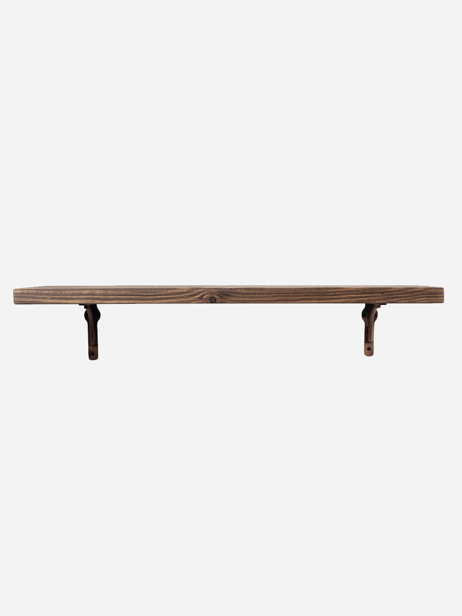 Birtley Copper Rustic Wooden Shelf with Brackets - 22cm x 3.5cm - Bracketed Shelves