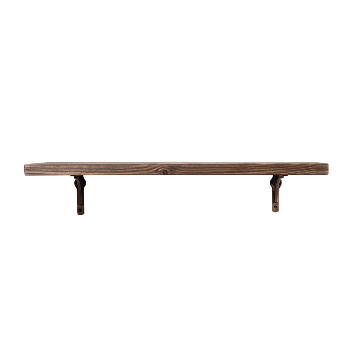Birtley Copper Rustic Wooden Shelf with Brackets - 22cm x 3.5cm