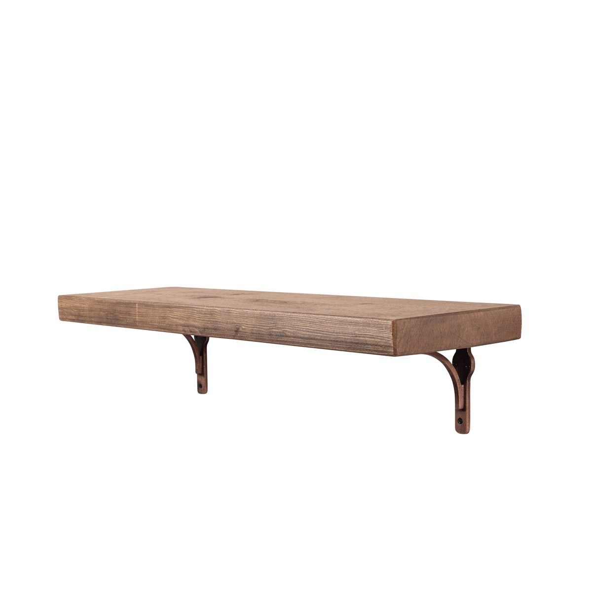 Birtley Copper Rustic Wooden Shelf with Brackets - 22cm x 4.5cm - Bracketed Shelves