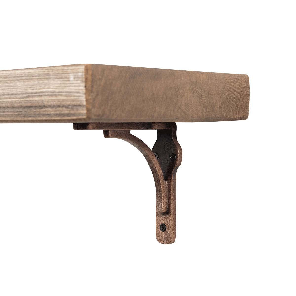 Birtley Copper Rustic Wooden Shelf with Brackets - 22cm x 4.5cm