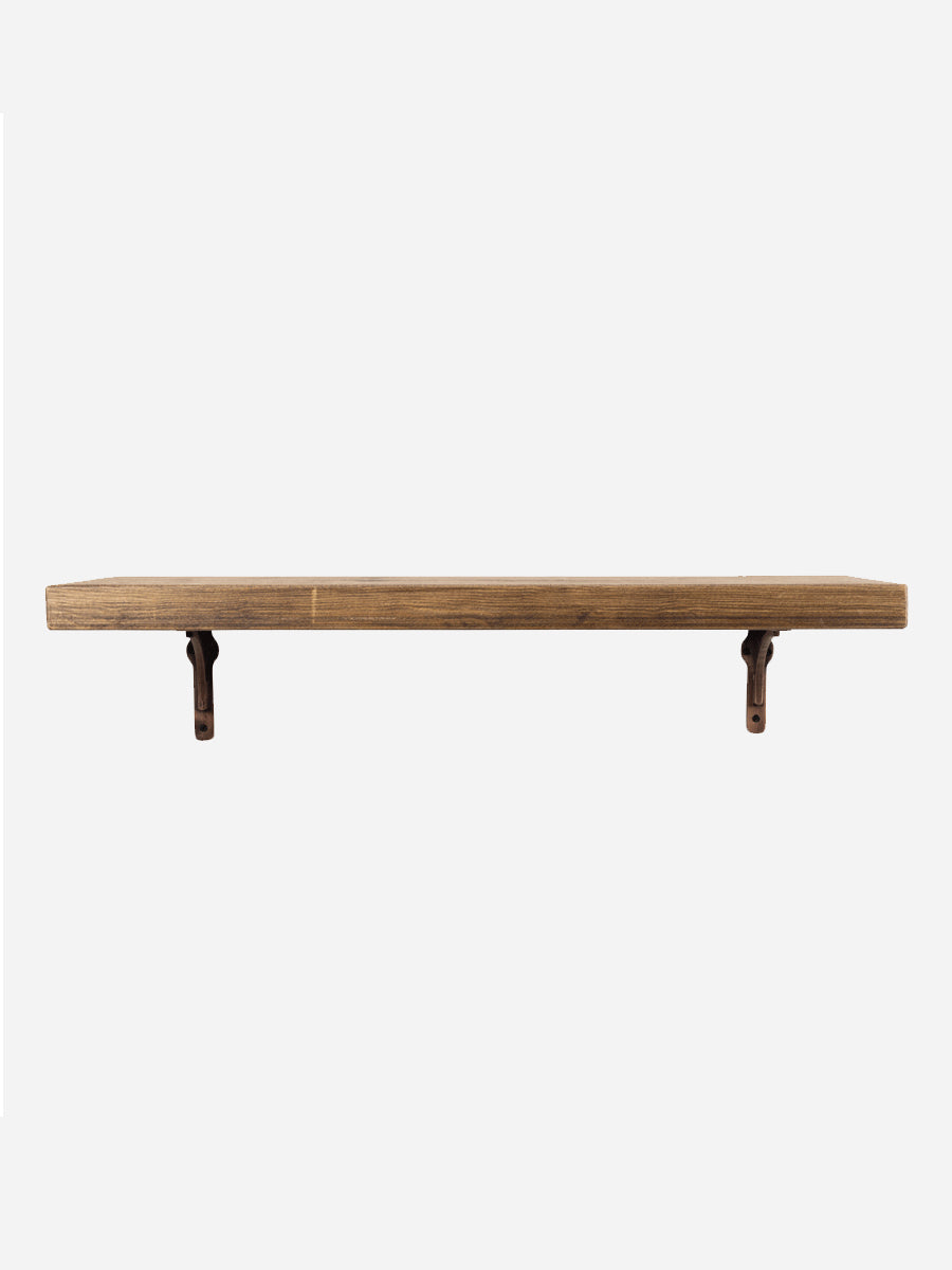 Birtley Copper Rustic Wooden Shelf with Brackets - 22cm x 4.5cm - Bracketed Shelves
