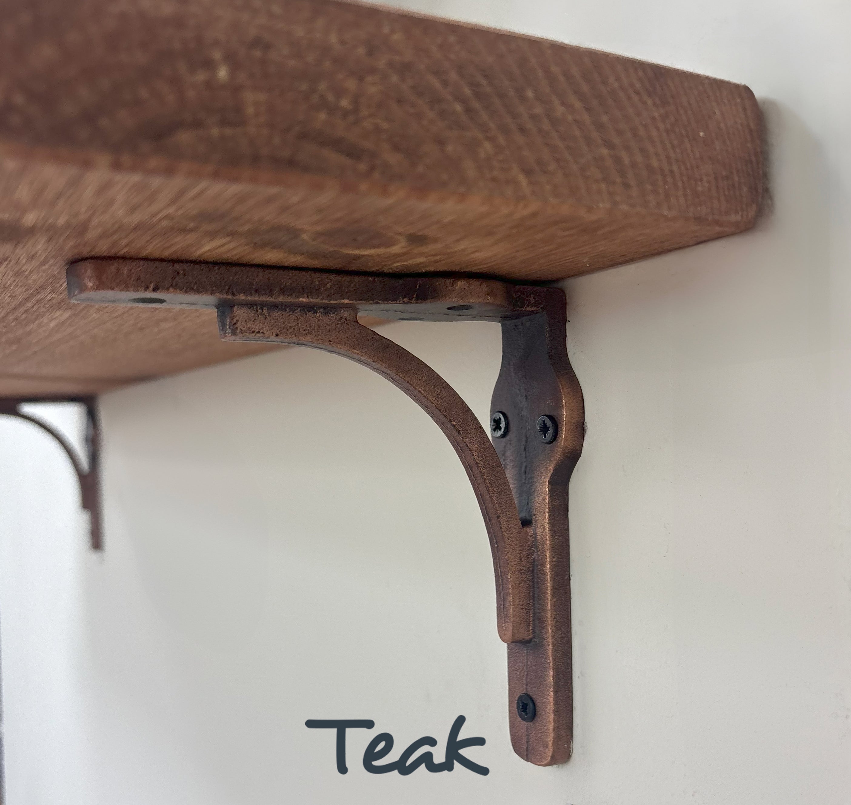 Birtley Copper Rustic Wooden Shelf with Brackets - 22cm x 3.5cm - all 