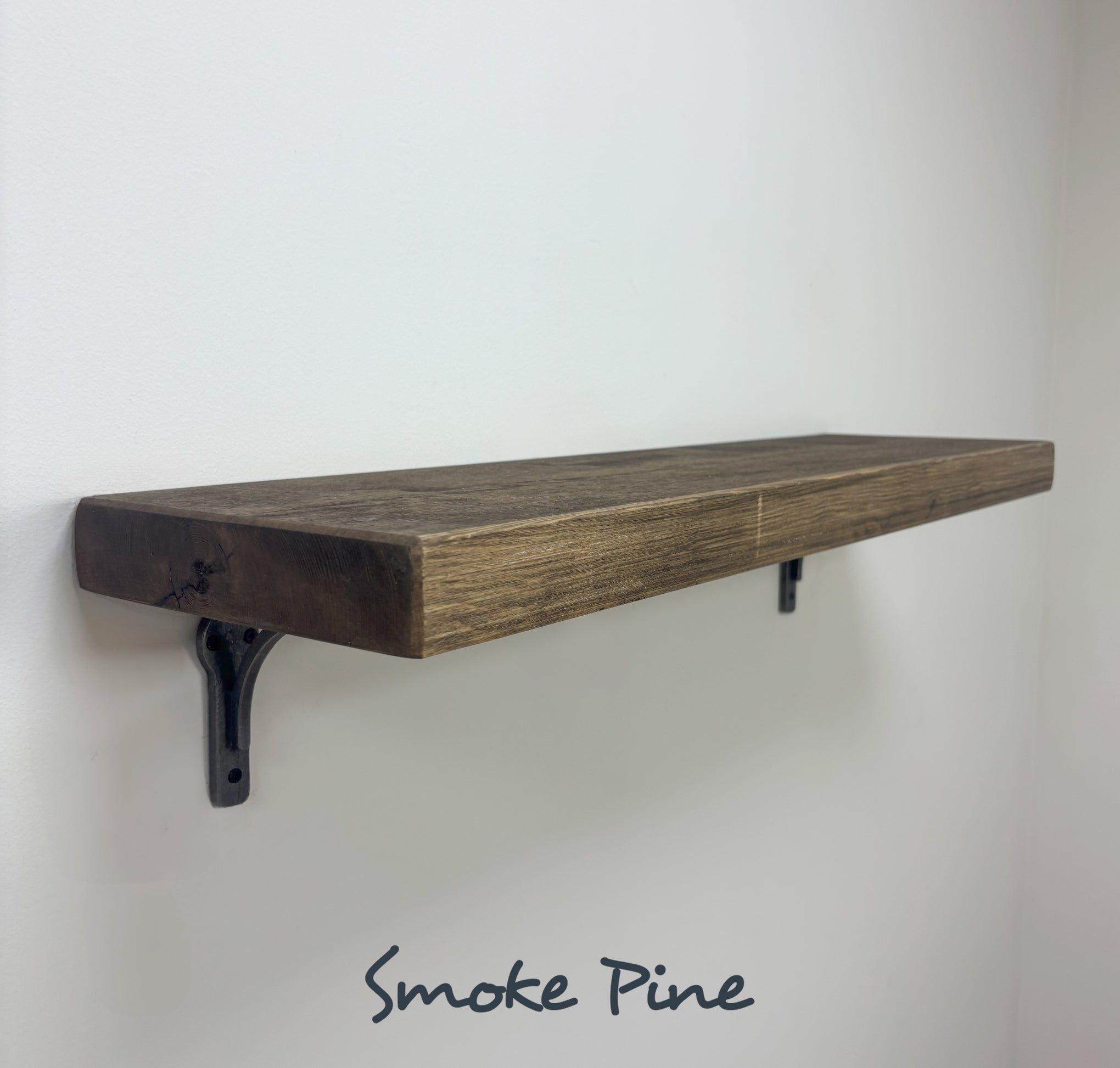 Birtley Iron Rustic Wooden Shelf with Brackets - 22cm x 4.5cm - 
