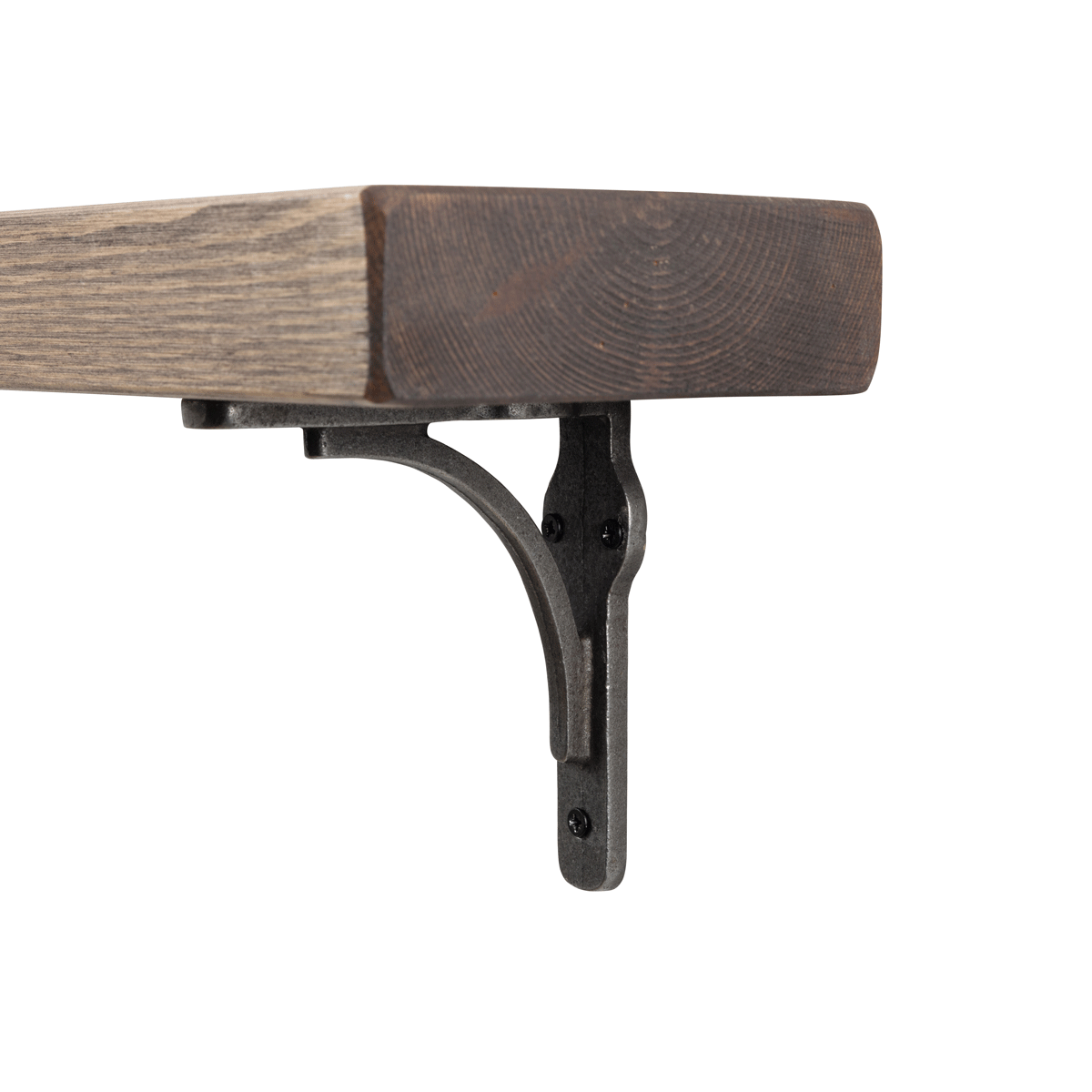 Birtley Iron Rustic Wooden Shelf with Brackets - 14.5cm x 4.5cm