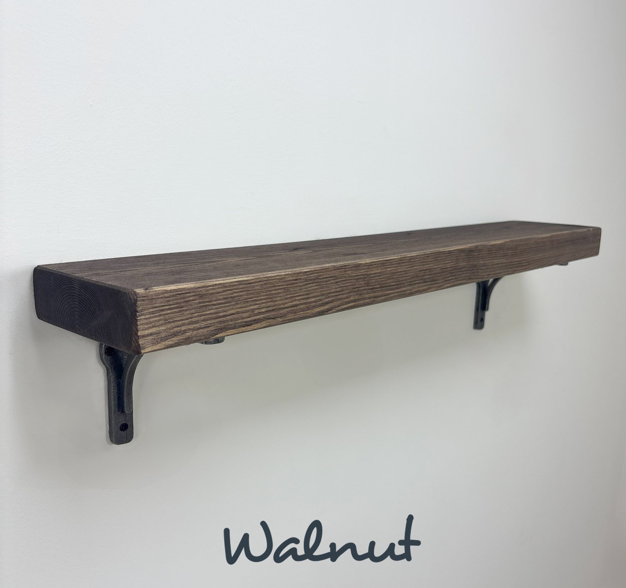 Birtley Iron Rustic Wooden Shelf with Brackets - 14.5cm x 4.5cm - 