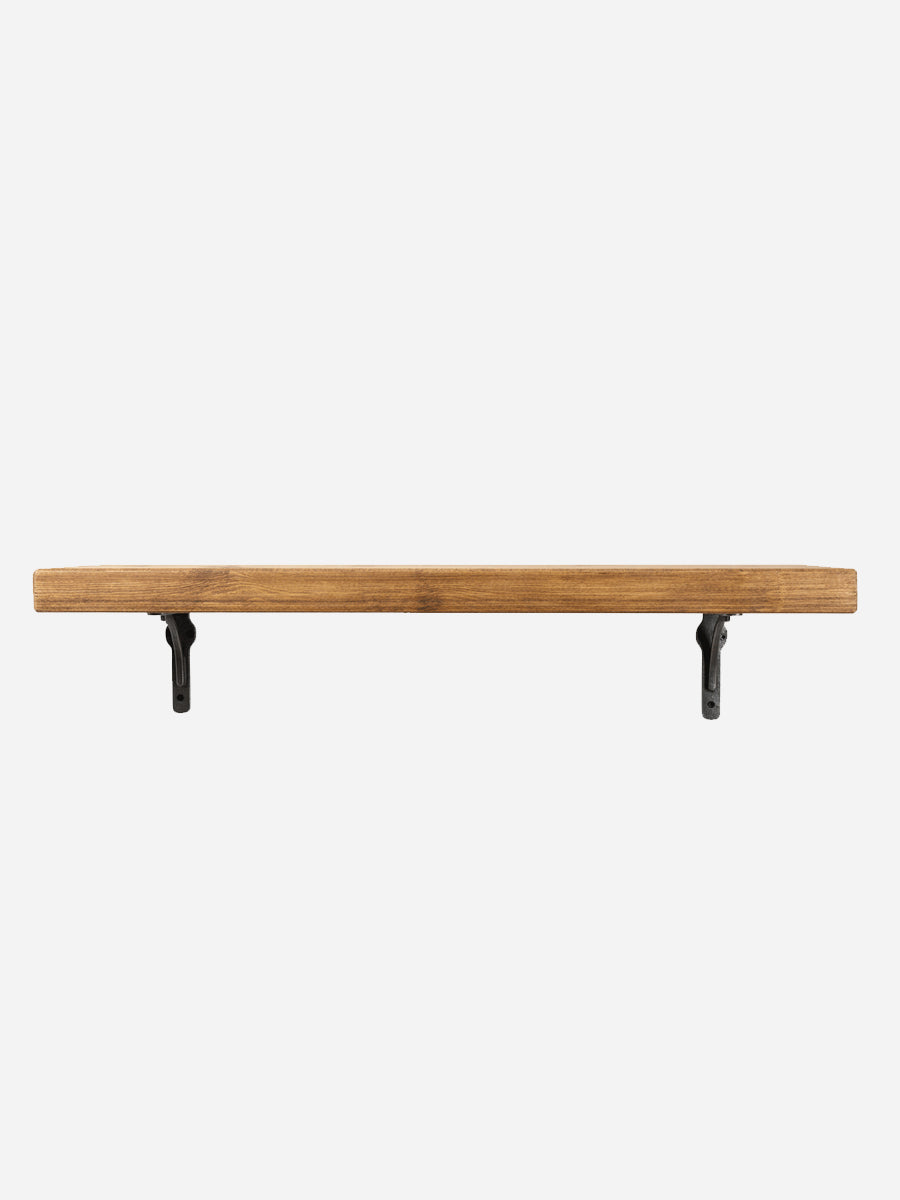 Birtley Iron Rustic Wooden Shelf with Brackets - 22cm x 4.5cm