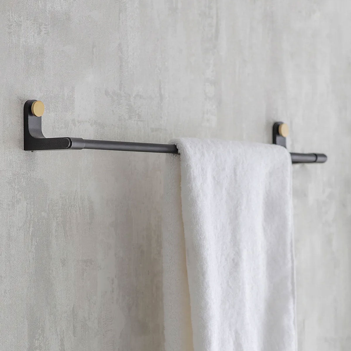 Black Metal And Brass Towel Rail - Large - Bathroom