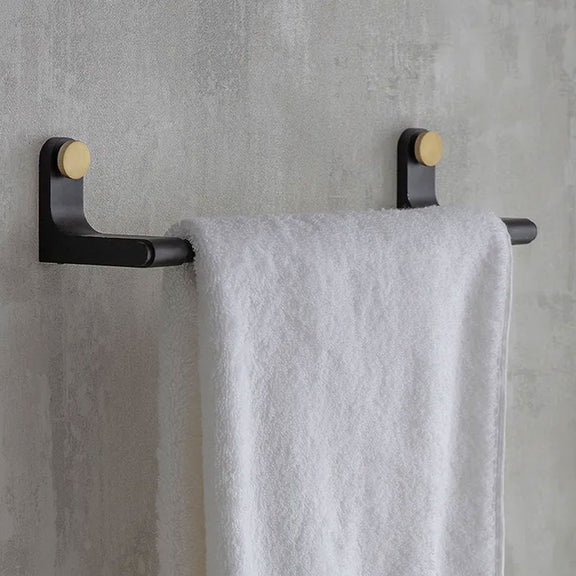 Black Metal And Brass Towel Rail - Small