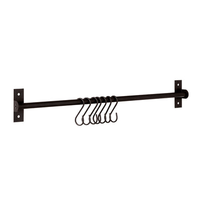 Black Metal Hanging Rail - Coat Hooks & Hall Storage