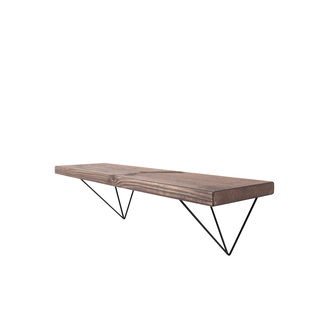Bowes Rustic Wooden Shelf with Black Metal Brackets - 22cm x 3.5cm